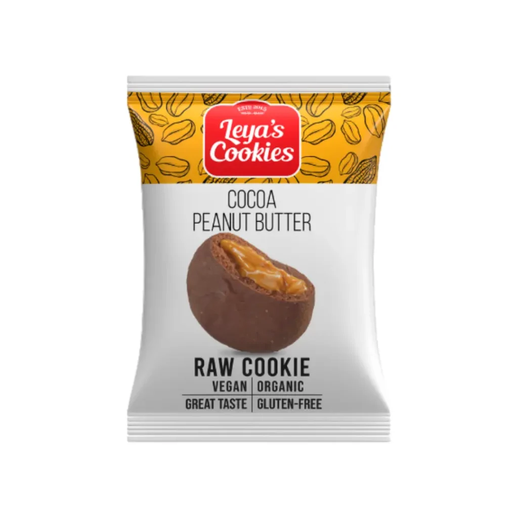 Biscuit Bio Leyas cookies cu cacao şi unt de arahide 25g Nomadi Foods