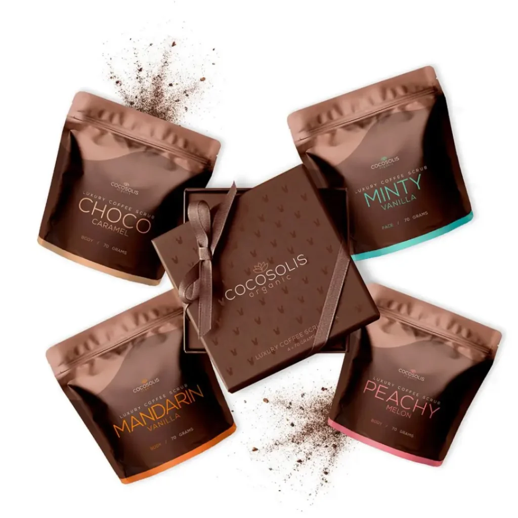 Pachet de lux pentru exfoliant cu cafea 4 x 70g Cocosolis