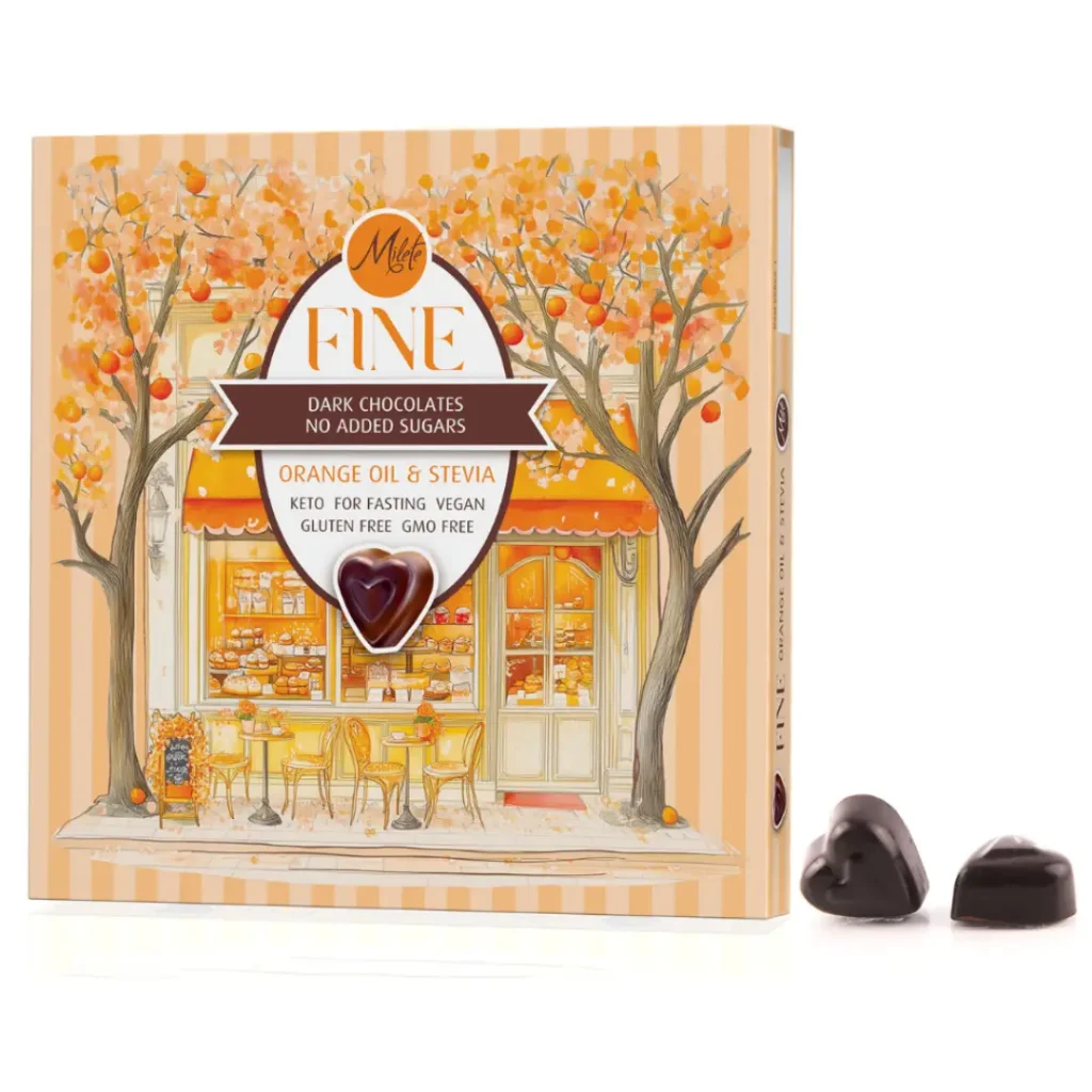 Milete Ciocolata Neagra Paraline cu portocale si stevia 60% cacao Nomadi Foods