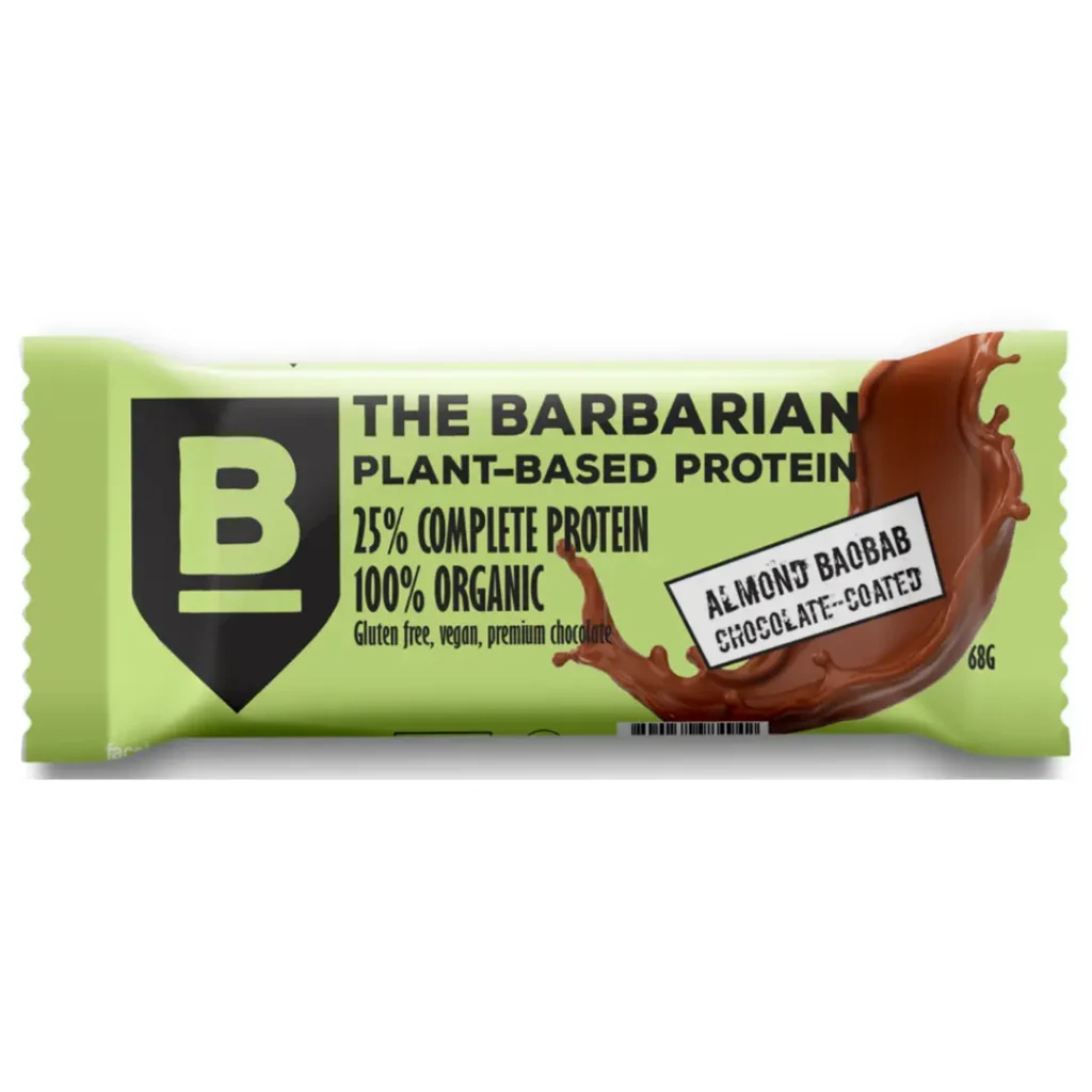 Baton Proteic The Barbarian cu migdale si boabab 68g Nomadi Foods