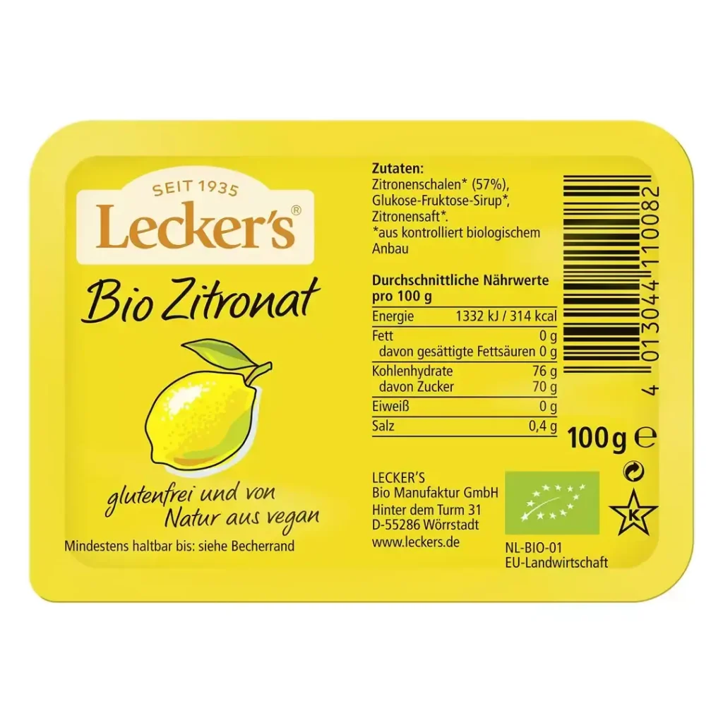 Coaja de lamaie confiata fara gluten BIO 100g Leckers