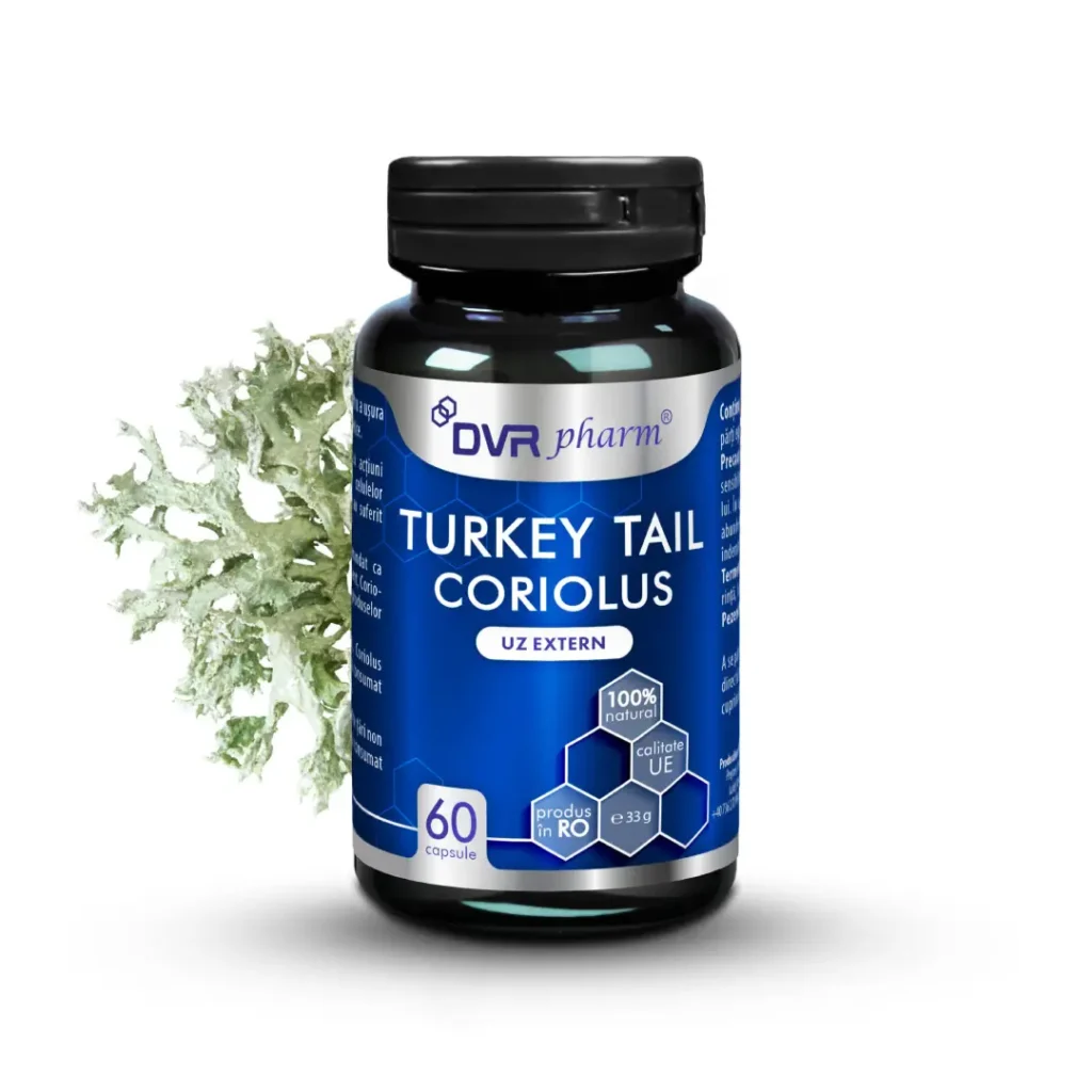 Turkey Tail Coriolus ciuperca vitala pentru imunitate si detoxifiere 60 cp D.V.R.