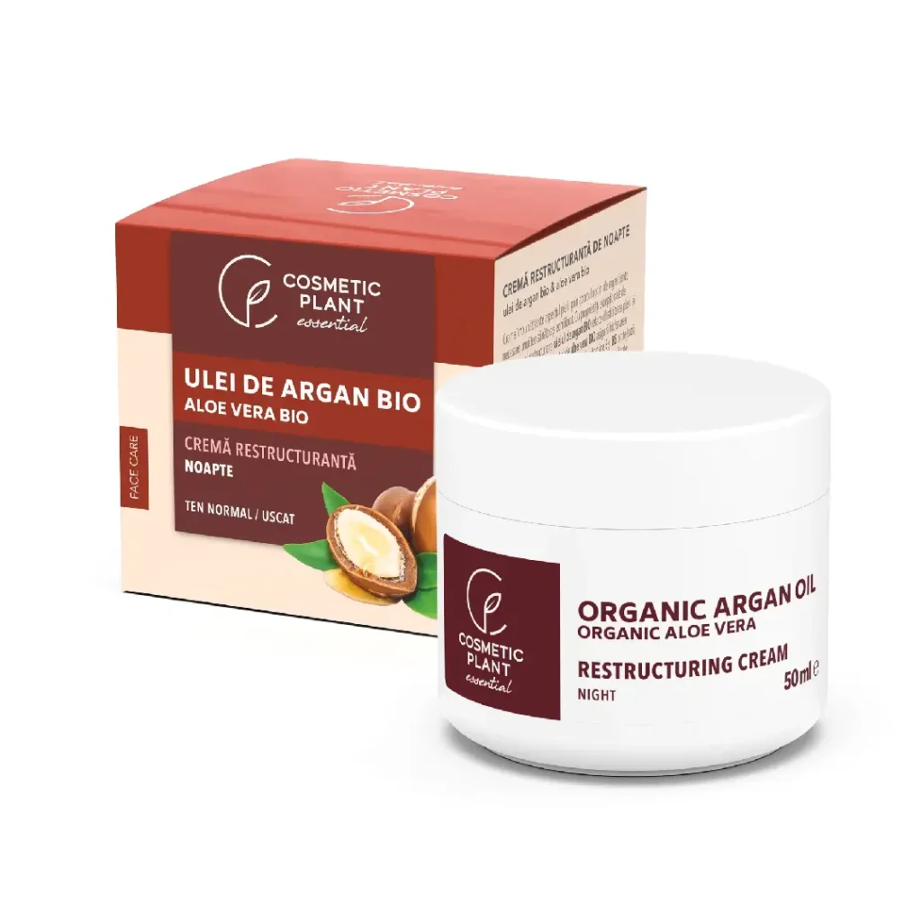 Crema restructuranta de noapte cu ulei de argan BIO si extract BIO de aloe vera 50 ml Cosmetic Plant