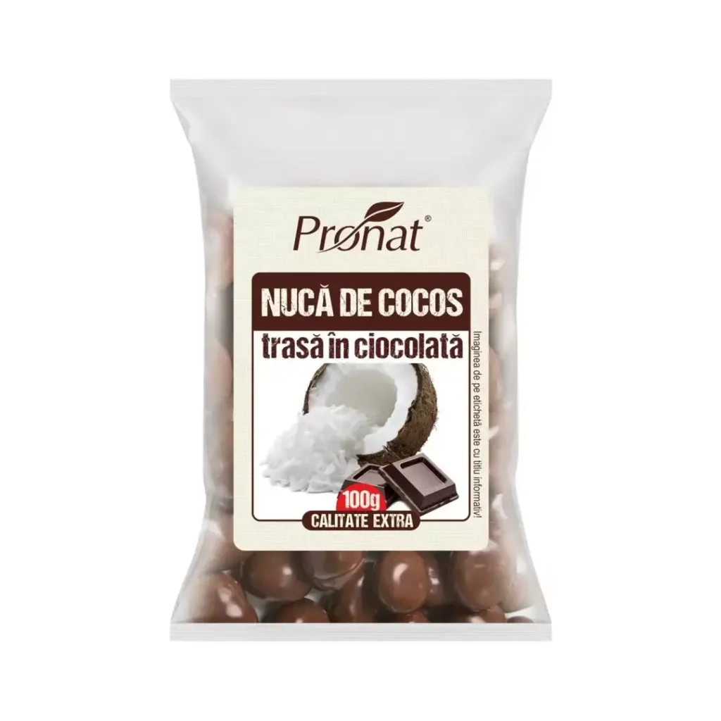 Nuca de cocos trasa in ciocolata 100g Pronat