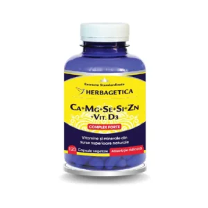 Ca+Mg+Se+Si+Zn cu Vit D3 Complex Forte 120 cp Herbagetica