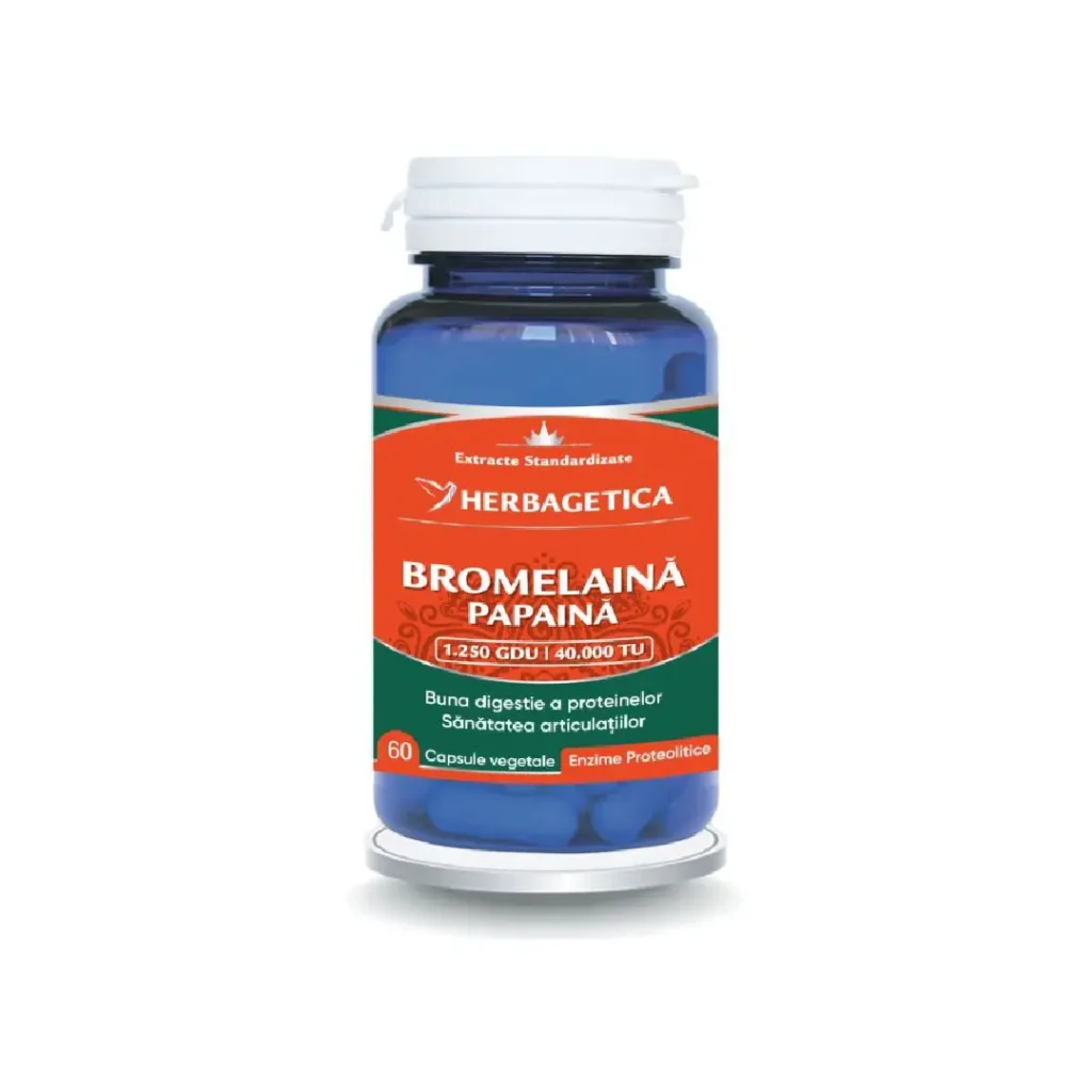 Bromelaina si Papaina 60 cp Herbagetica