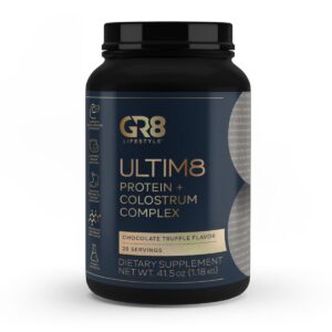 Gr8 Lifestyle Ultim8 Protein And Colostrum Complex With Chocolate Truffle Flavor, Proteina Si Complex Cu Colostru, Cu Aroma De Trufe De Ciocolata 1.18 Kg GNC