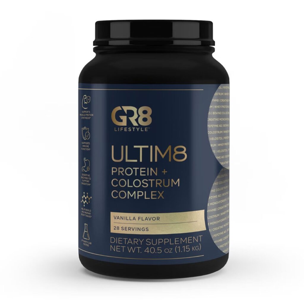 Gr8 Lifestyle Ultim8 Protein And Colostrum Complex With Vanilla Creme Flavor, Proteina Si Complex Cu Colostru, Cu Aroma De Crema De Vanilie, 1.15 Kg