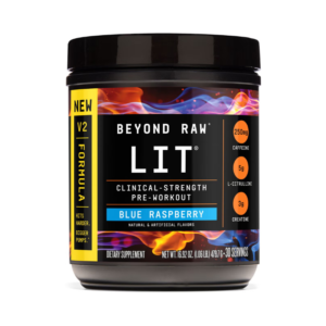 Beyond Raw Lit V2 Pre-workout With Crisp Blue Raspberry Flavor, Pre-workout Cu Aroma De Zmeura Albastra 479.7 G GNC