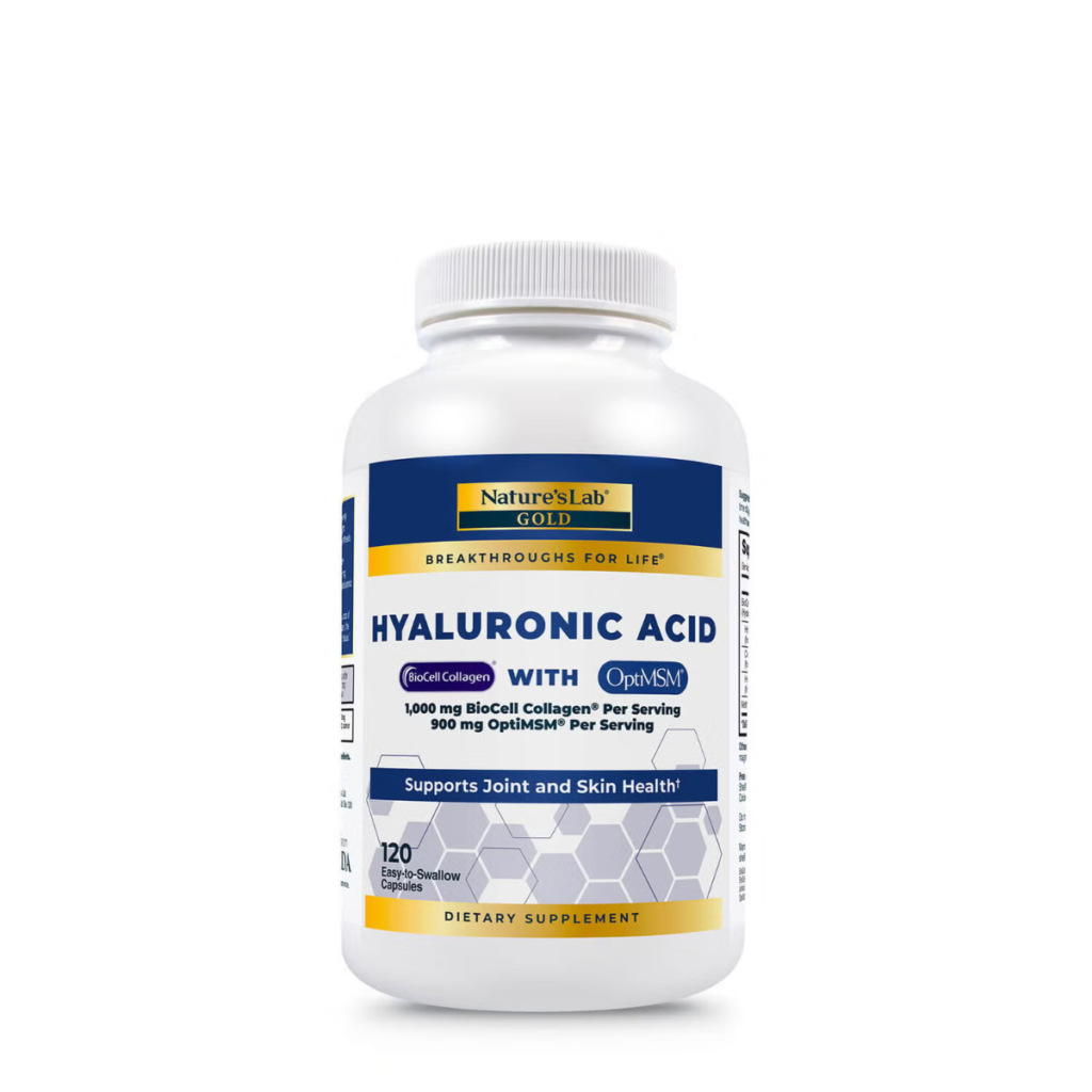 Nature’s Lab Hyaluronic Acid With Biocell Collagen And Msm, Formula Pentru Sustinerea Pielii Si Confortul Articular, 120 Cps