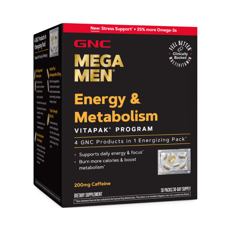 Mega Men Energy & Metabolism Vitapak Program, Complex De Multivitamine Pentru Barbati, Energie Si Metabolism 30 Pliculete GNC