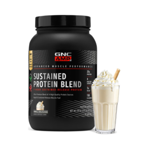 Amp Sustained Protein Blend, Amestec Proteic Cu Aroma De Milkshake De Vanilie 852.8 G GNC