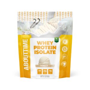 Abouttime Whey Protein Isolate, Izolat Proteic Din Zer Cu Aroma De Vanilie 928 G GNC