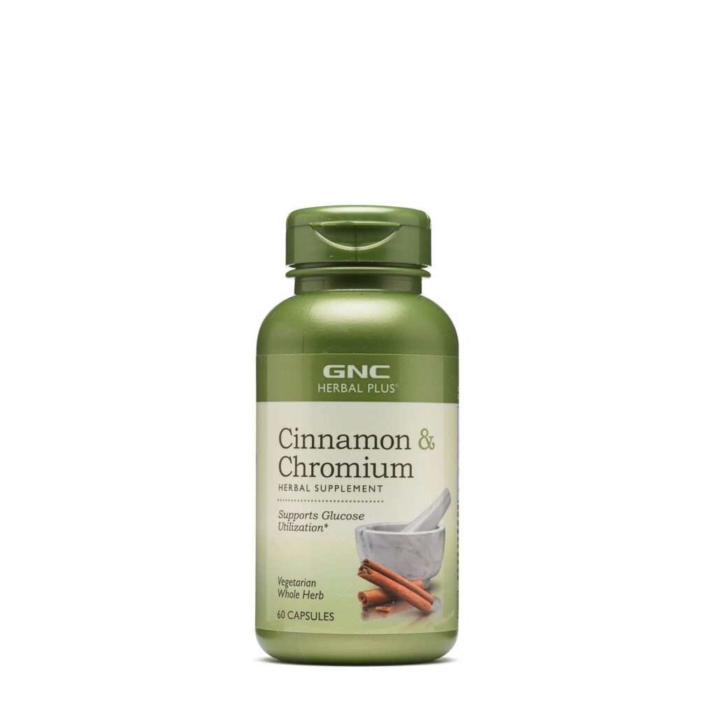 Gnc Herbal Plus Cinnamon & Chromium, Extract Standardizat De Scortisoara Si Crom, 60 Cps