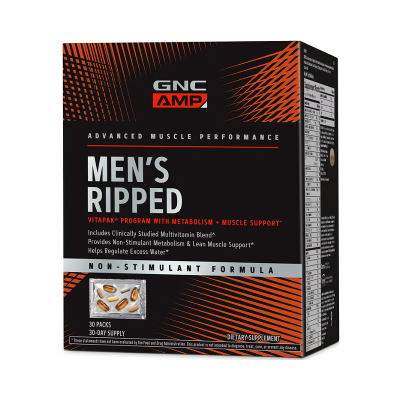 Amp Mens Ripped Vitapak Complex De Multivitamine Pentru Barbati- Non Stimulant 30 Pachetele GNC