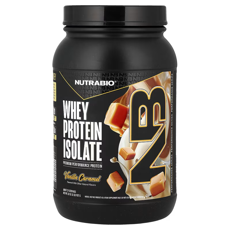 Nutrabio Whey Protein Isolate Vanilla Caramel, Izolat De Proteina Din Zer Cu Aroma De Caramel Si Vanilie 907 G GNC