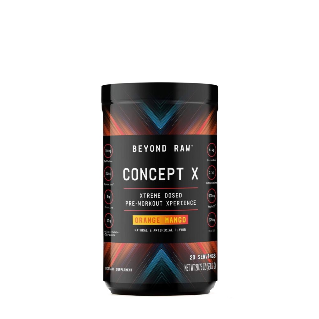 Beyond Raw Concept X Pre-workout, Formula Pre-workout Cu Aroma De Portocale Si Mango, 588.2 G GNC