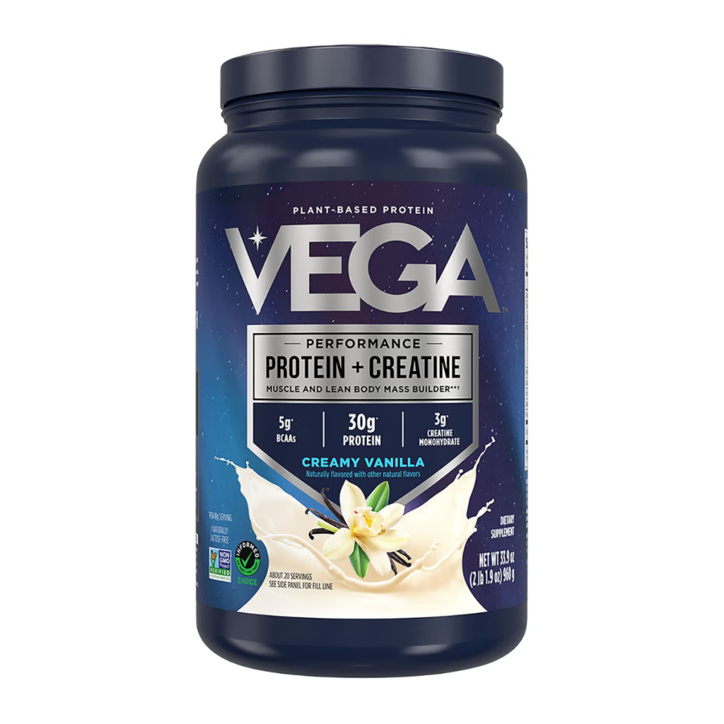 Vega Protein + Creatine Creamy Vanilla Flavor, Proteina Vegetala + Creatina Cu Aroma De Vanilie 960g GNC