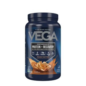 Vega Performance Protein + Recovery , Proteina Vegetala Premium Cu Aroma De Unt De Arahide 815 G GNC