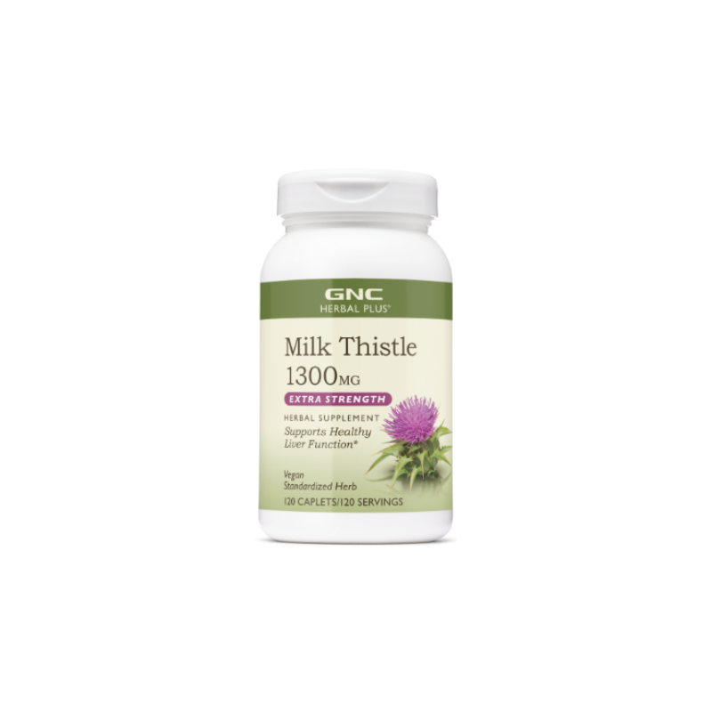 Herbal Plus Milk Thistle Silimarina 1300 Mg Extract Din Seminte De Armurariu 120 cp GNC