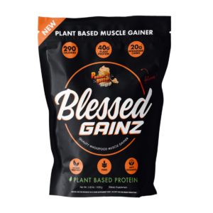 Blessed Gainz Wholefood Muscle Gainer, Gainer Proteic Vegan Cu Aroma De Cheesecake De Unt De Arahide 1520 G GNC