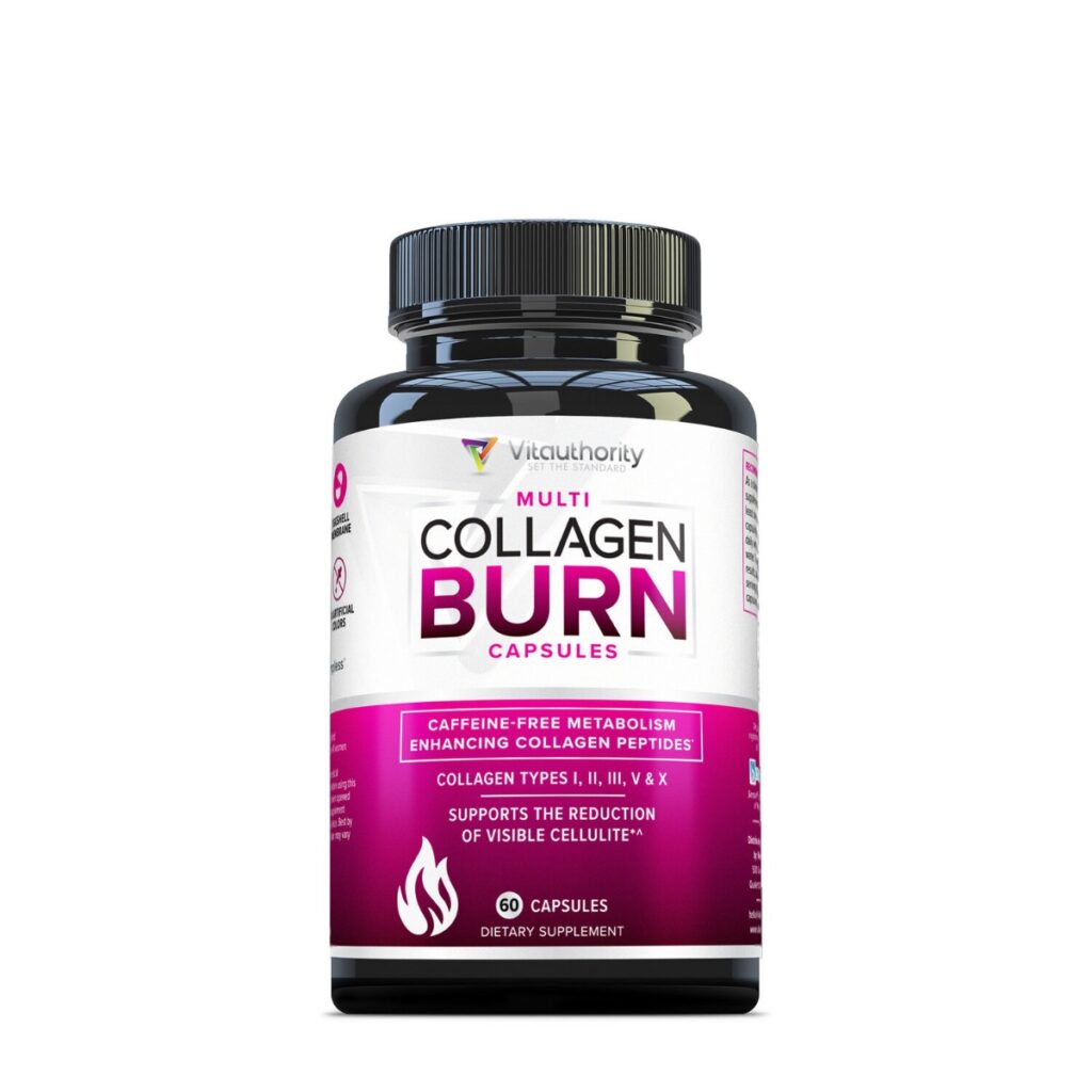 Vitauthority – Multi Collagen Burn: Caffeine-free Metabolism Enhancing Collagen Peptides, Formula Pentru Reducerea Celulitei Si Arderea Grasimilor, 60 Cps