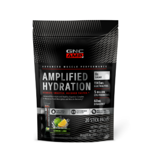 Gnc Amp Amplified Hydration, Electroliti Cu Aroma De Lamaie Si Lime, 20 De Plicuri, 156 G