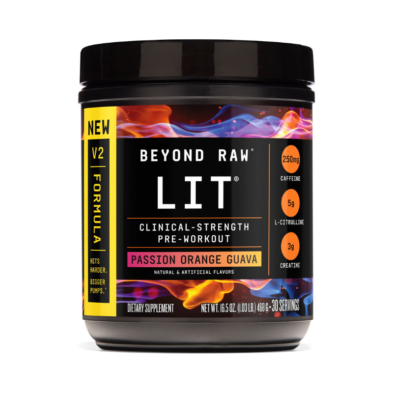 Beyond Raw Lit V2 Pre-workout With Passion Orange Guava Flavor, Pre-workout Cu Aroma De Passion Orange Guava 468 G GNC