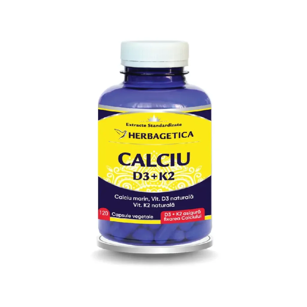 Calciu + D3 cu vitamina K2 120 cp Herbagetica