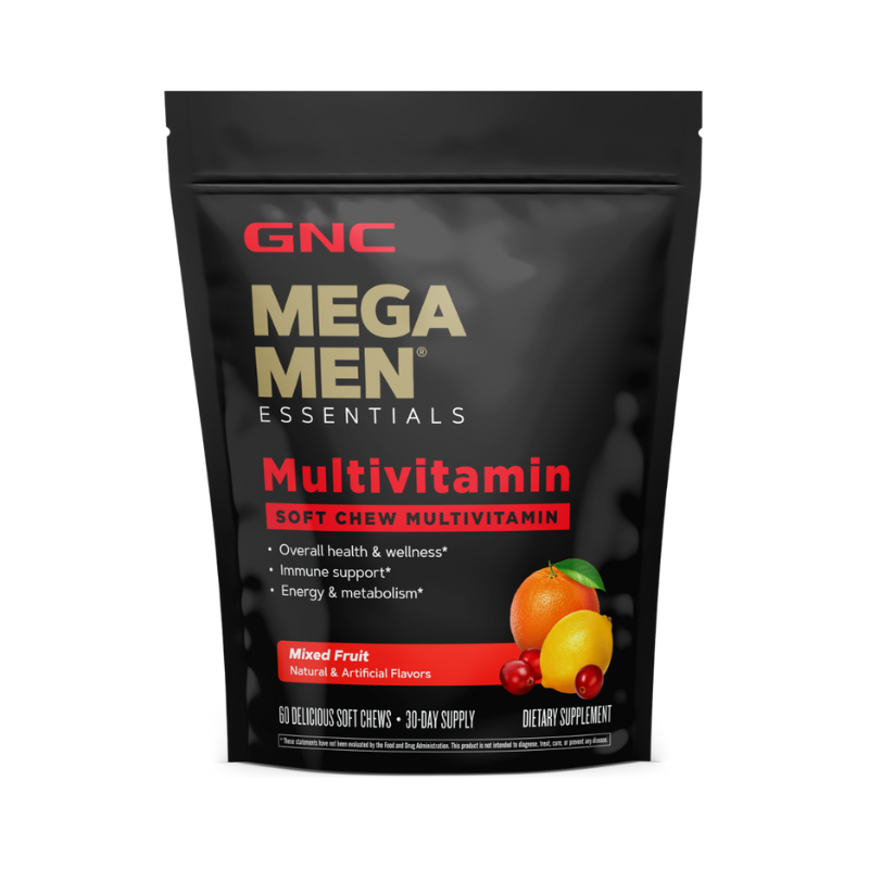 Gnc Mega Men Soft Chews, Complex De Multivitamine Pentru Barbati, Cu Gust De Fructe Asortate, 60 Caramele