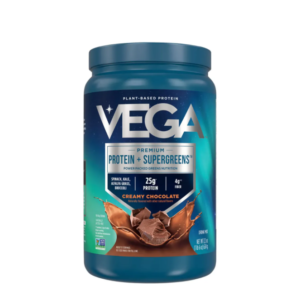 Vega Premium Protein + Supergreens Chocolate Flavor, Proteina Vegetala, Cu Aroma De Ciocolata, 624 G