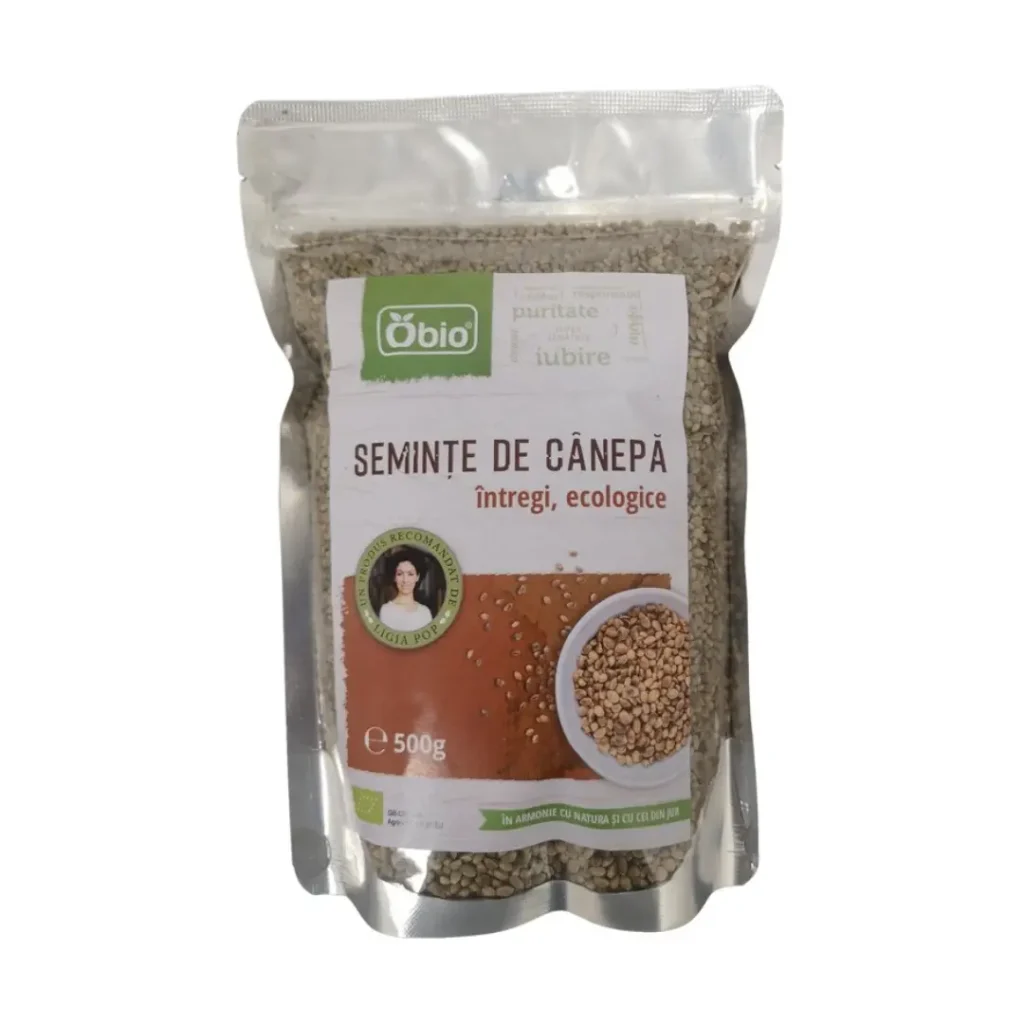 Seminte de canepa intregi bio 500g Obio