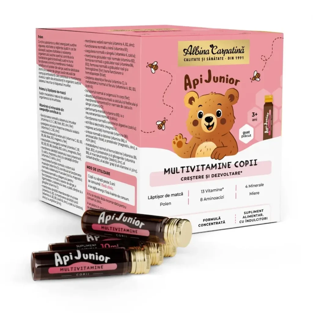 ApiJunior Multivitamine Copii 30 de fiole Albina Carpatina